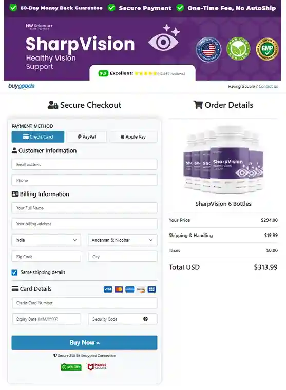 SharpVision Order Page
